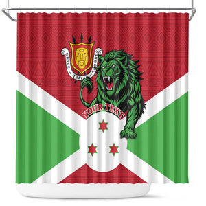 Personalized Jamhuri ya Burundi Shower Curtain Lion With Coat Of Arms - Flag Style
