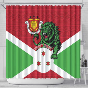 Personalized Jamhuri ya Burundi Shower Curtain Lion With Coat Of Arms - Flag Style