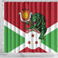Personalized Jamhuri ya Burundi Shower Curtain Lion With Coat Of Arms - Flag Style