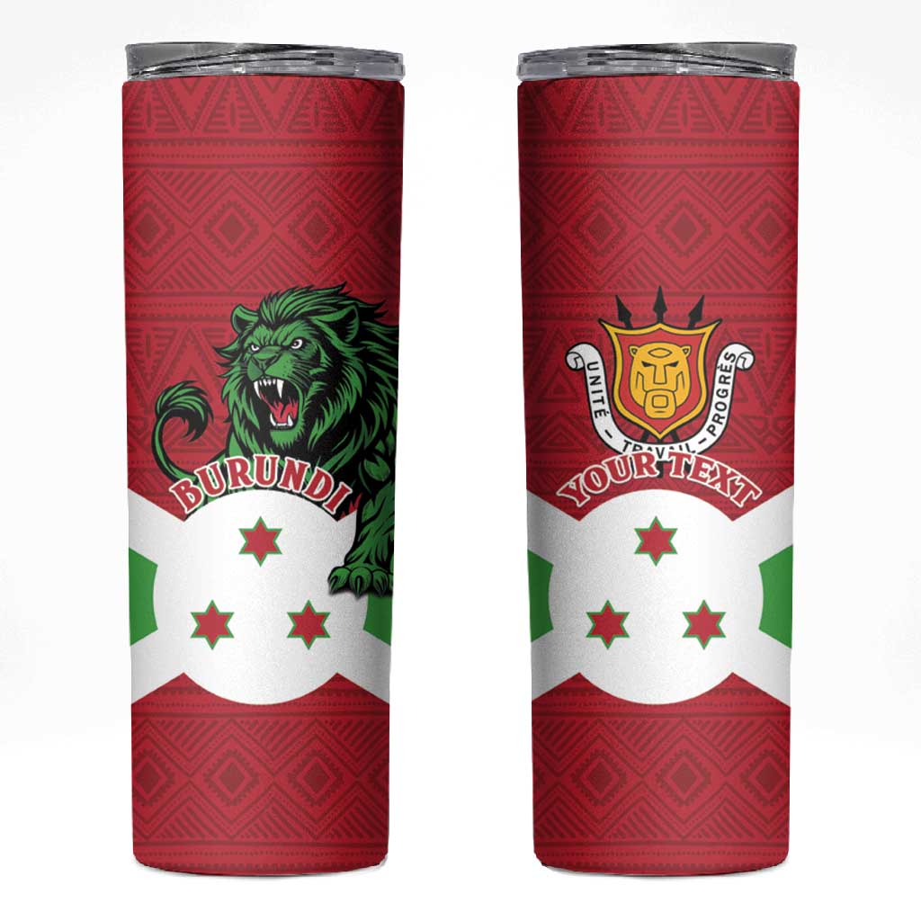 Personalized Jamhuri ya Burundi Skinny Tumbler Lion With Coat Of Arms - Flag Style