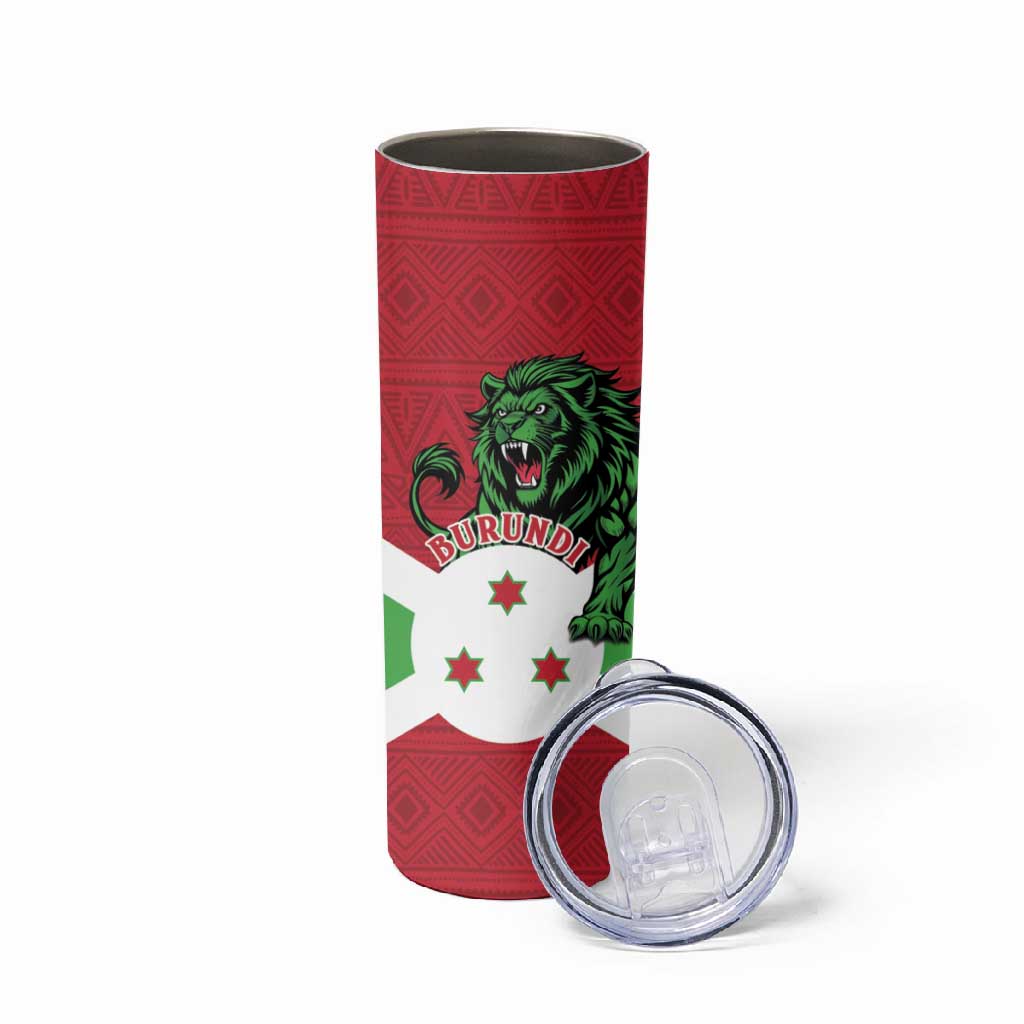 Personalized Jamhuri ya Burundi Skinny Tumbler Lion With Coat Of Arms - Flag Style