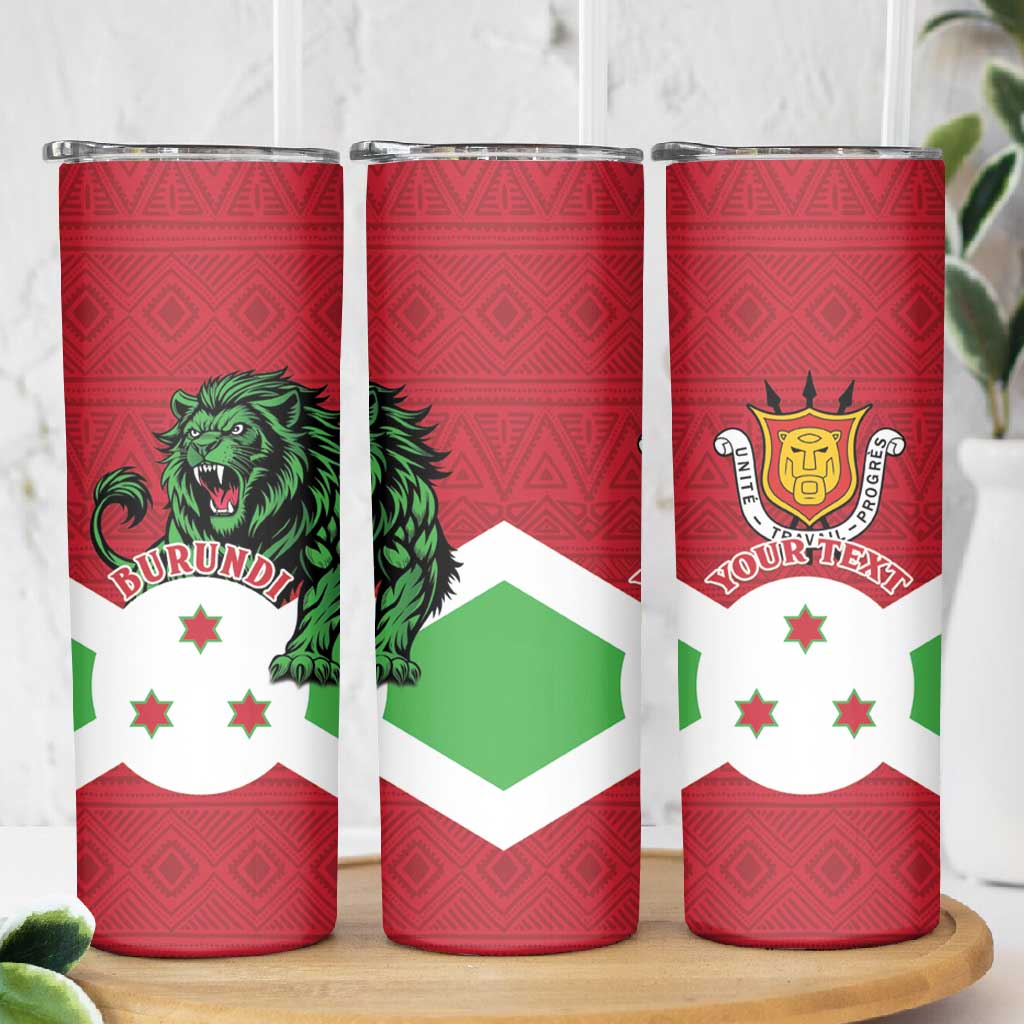 Personalized Jamhuri ya Burundi Skinny Tumbler Lion With Coat Of Arms - Flag Style