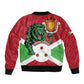 Personalized Jamhuri ya Burundi Sleeve Zip Bomber Jacket Lion With Coat Of Arms - Flag Style