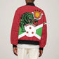 Personalized Jamhuri ya Burundi Sleeve Zip Bomber Jacket Lion With Coat Of Arms - Flag Style