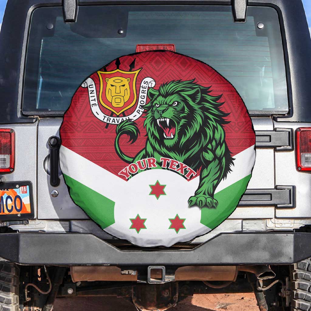 Personalized Jamhuri ya Burundi Spare Tire Cover Lion With Coat Of Arms - Flag Style