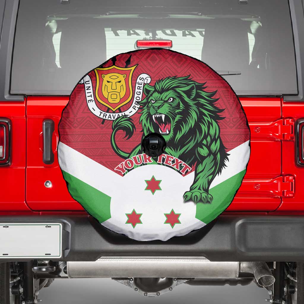 Personalized Jamhuri ya Burundi Spare Tire Cover Lion With Coat Of Arms - Flag Style