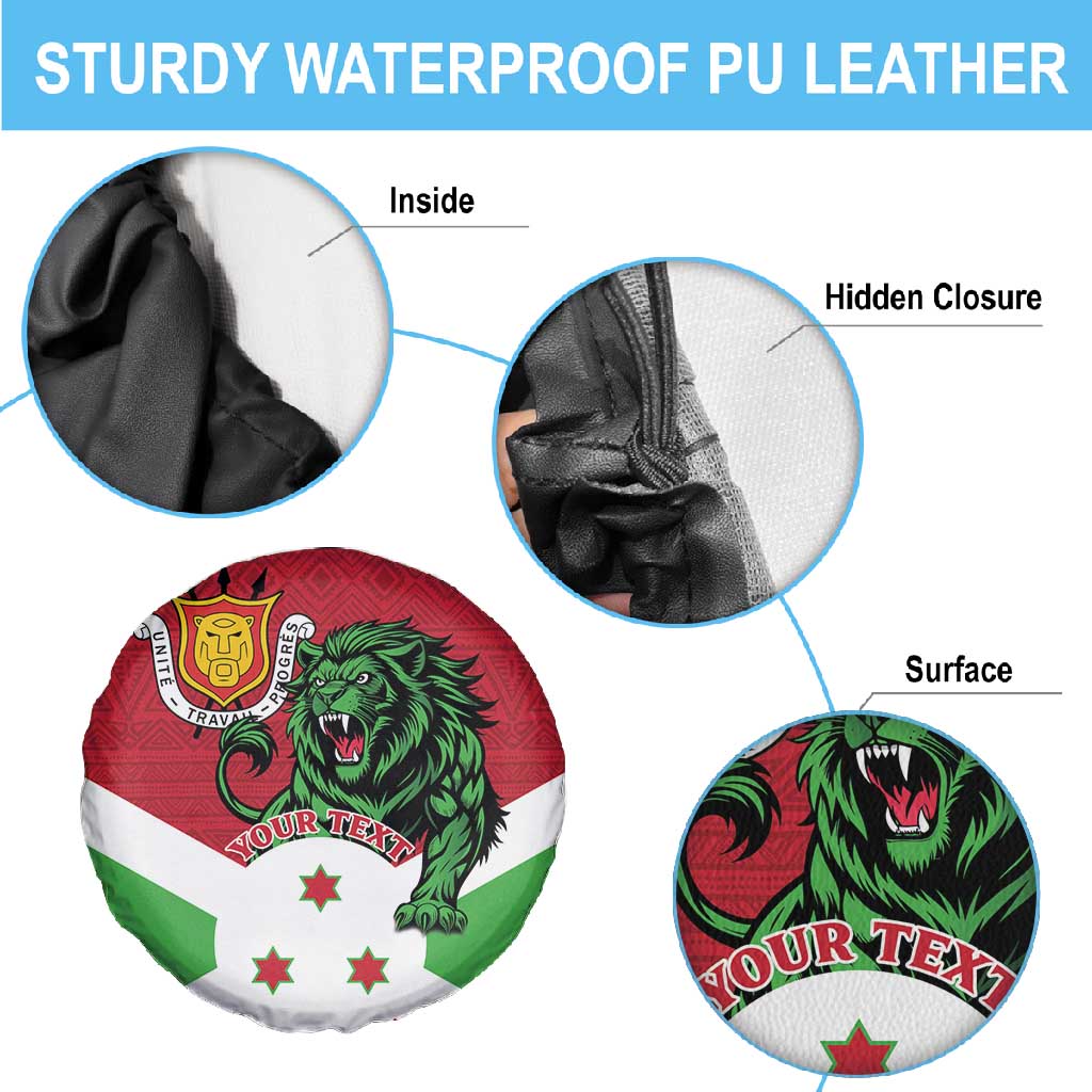 Personalized Jamhuri ya Burundi Spare Tire Cover Lion With Coat Of Arms - Flag Style