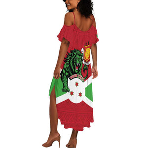 Personalized Jamhuri ya Burundi Summer Maxi Dress Lion With Coat Of Arms - Flag Style