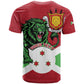 Personalized Jamhuri ya Burundi T shirt Lion With Coat Of Arms - Flag Style