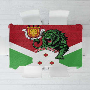 Personalized Jamhuri ya Burundi Tablecloth Lion With Coat Of Arms - Flag Style