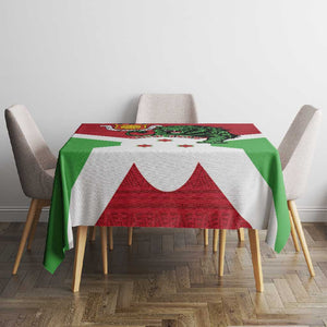 Personalized Jamhuri ya Burundi Tablecloth Lion With Coat Of Arms - Flag Style
