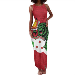 Personalized Jamhuri ya Burundi Tank Maxi Dress Lion With Coat Of Arms - Flag Style