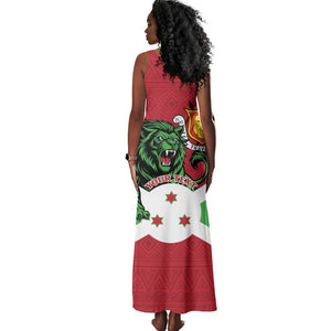 Personalized Jamhuri ya Burundi Tank Maxi Dress Lion With Coat Of Arms - Flag Style