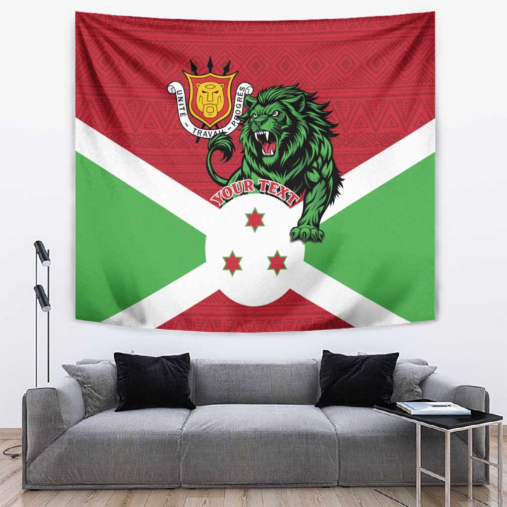 Personalized Jamhuri ya Burundi Tapestry Lion With Coat Of Arms - Flag Style