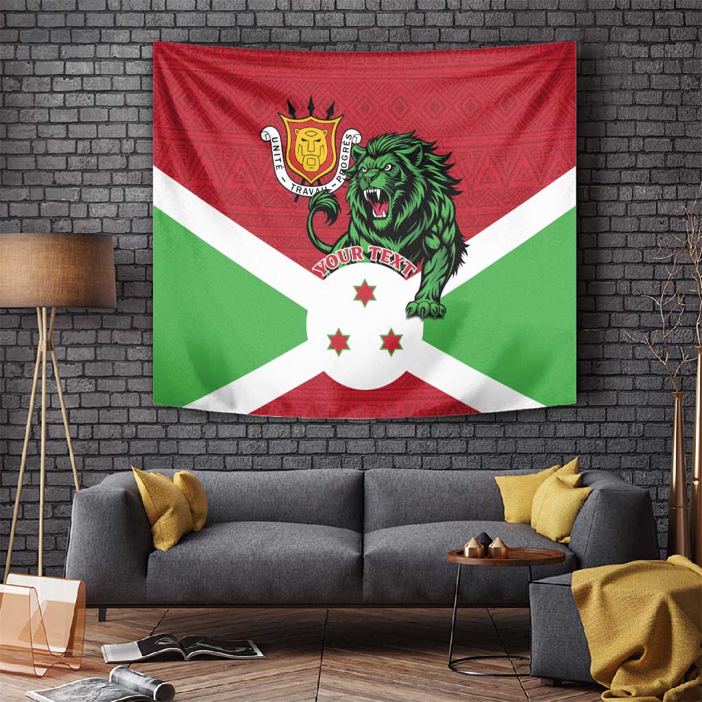 Personalized Jamhuri ya Burundi Tapestry Lion With Coat Of Arms - Flag Style