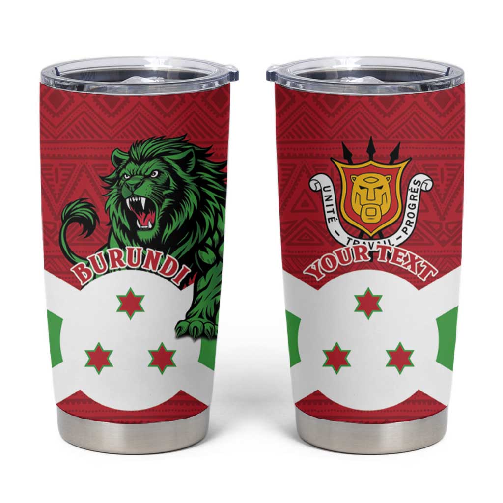 Personalized Jamhuri ya Burundi Tumbler Cup Lion With Coat Of Arms - Flag Style