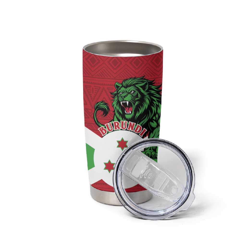 Personalized Jamhuri ya Burundi Tumbler Cup Lion With Coat Of Arms - Flag Style