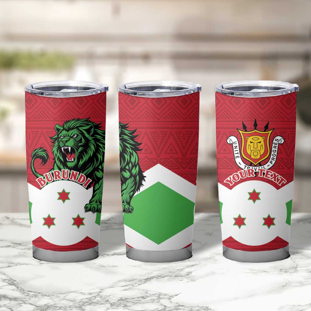 Personalized Jamhuri ya Burundi Tumbler Cup Lion With Coat Of Arms - Flag Style