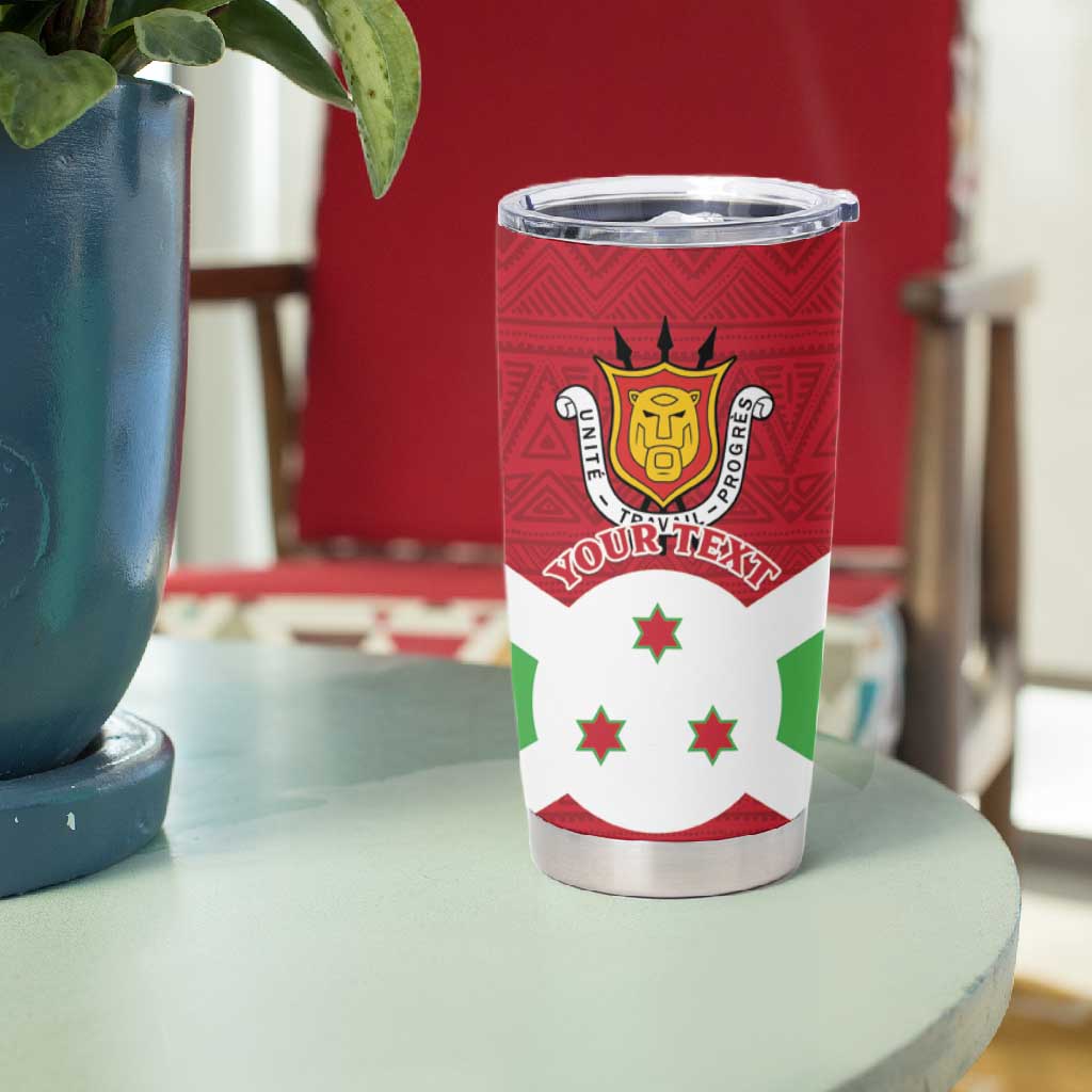 Personalized Jamhuri ya Burundi Tumbler Cup Lion With Coat Of Arms - Flag Style