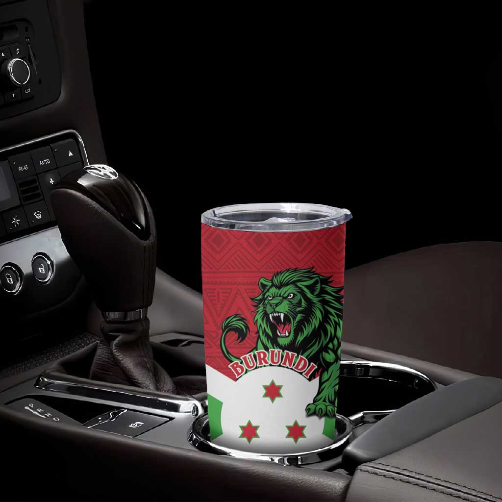 Personalized Jamhuri ya Burundi Tumbler Cup Lion With Coat Of Arms - Flag Style