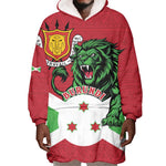 Personalized Jamhuri ya Burundi Wearable Blanket Hoodie Lion With Coat Of Arms - Flag Style