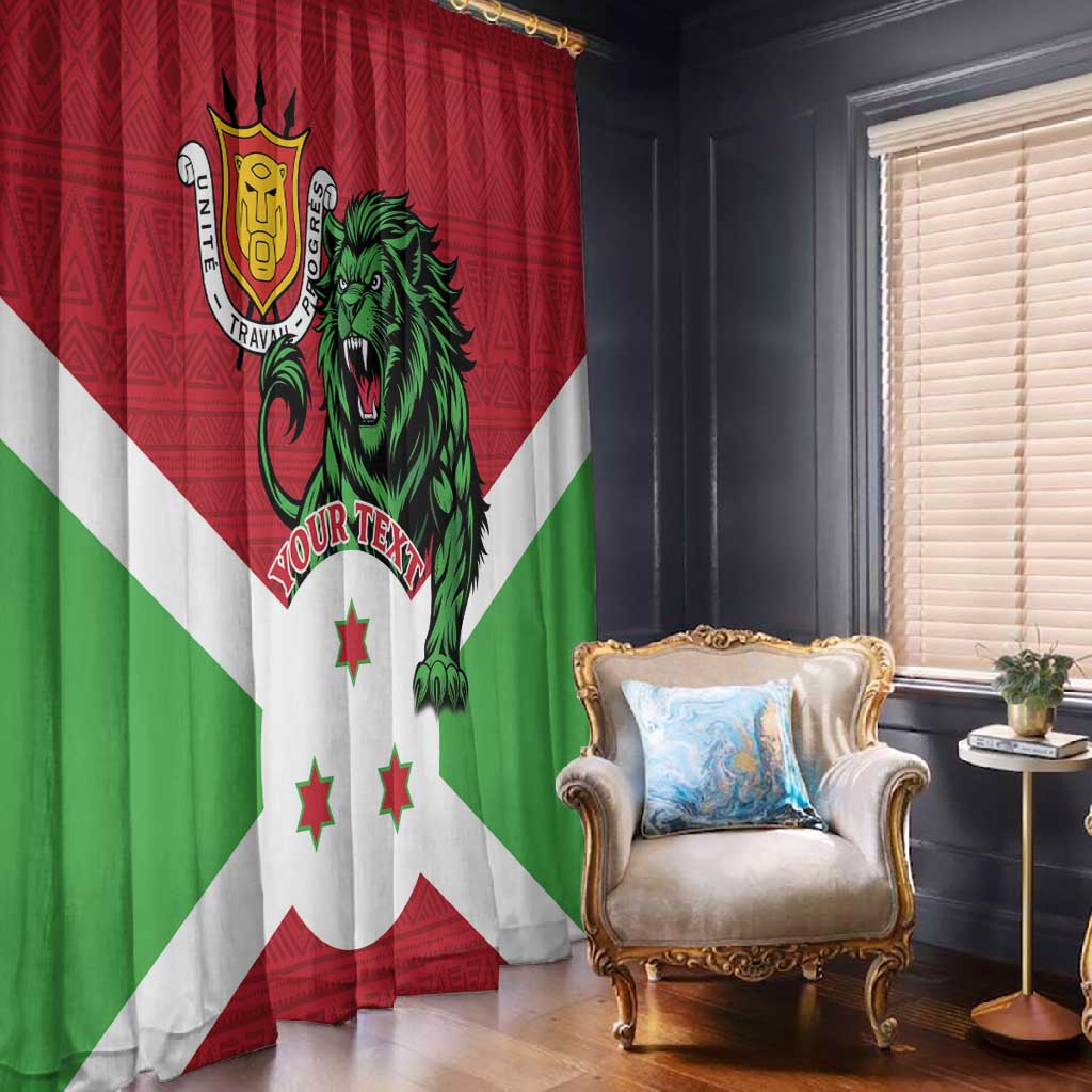 Personalized Jamhuri ya Burundi Window Curtain Lion With Coat Of Arms - Flag Style