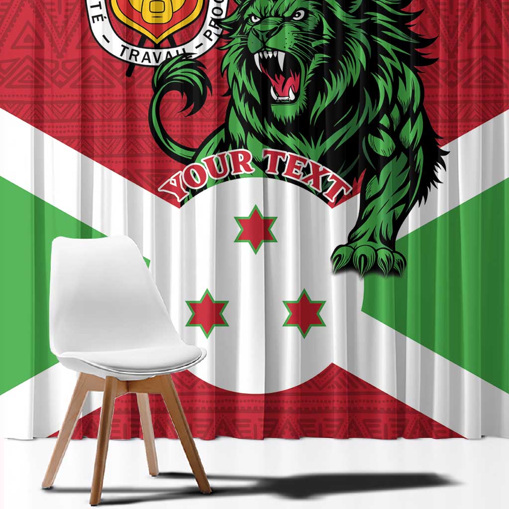 Personalized Jamhuri ya Burundi Window Curtain Lion With Coat Of Arms - Flag Style