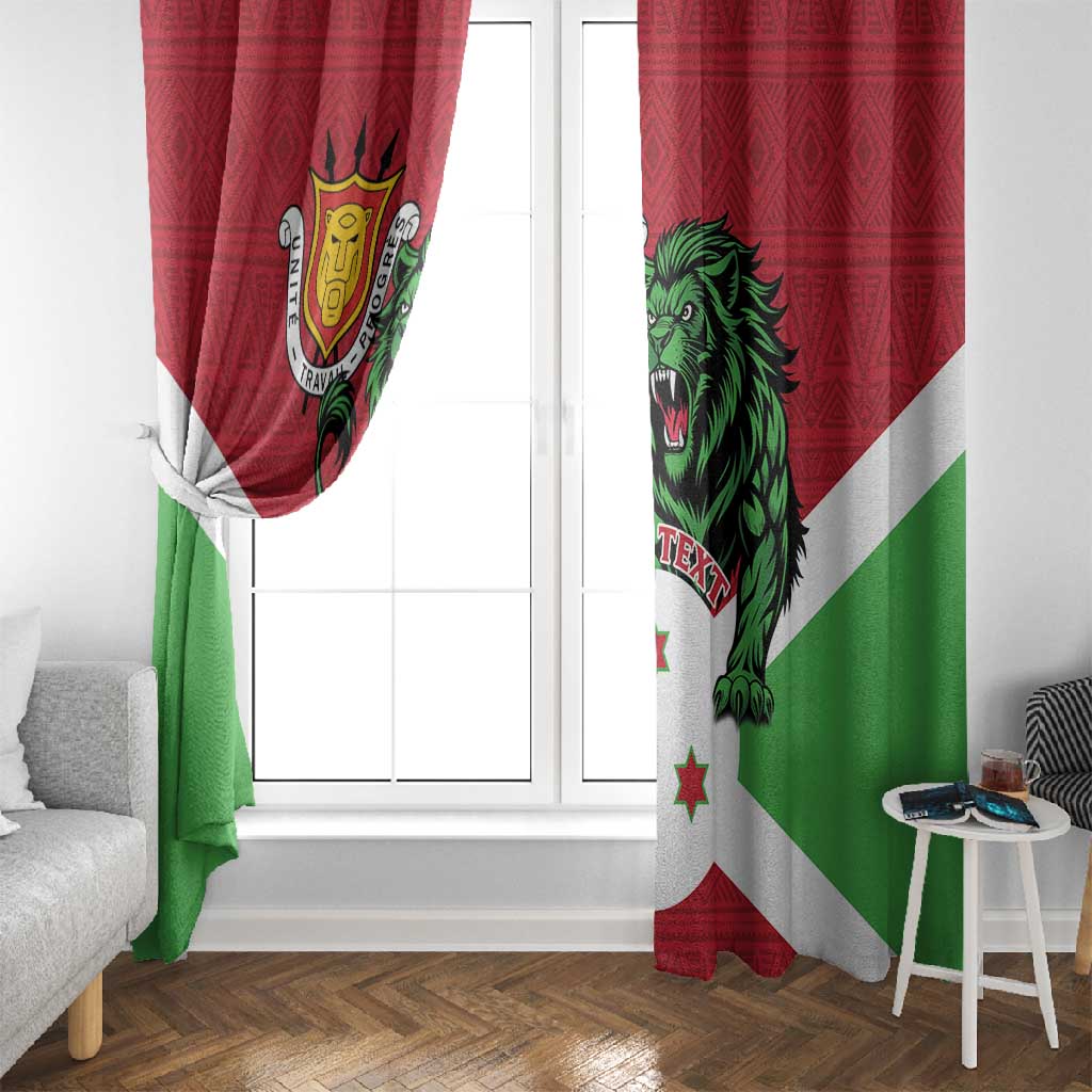 Personalized Jamhuri ya Burundi Window Curtain Lion With Coat Of Arms - Flag Style