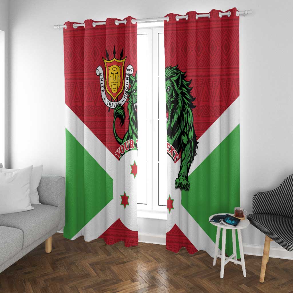 Personalized Jamhuri ya Burundi Window Curtain Lion With Coat Of Arms - Flag Style