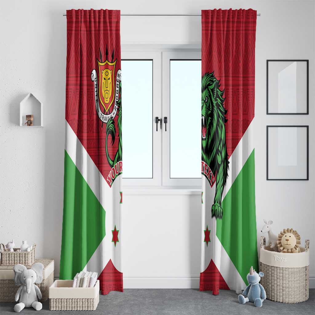 Personalized Jamhuri ya Burundi Window Curtain Lion With Coat Of Arms - Flag Style