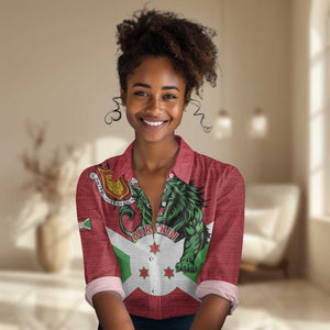 Personalized Jamhuri ya Burundi Women Casual Shirt Lion With Coat Of Arms - Flag Style