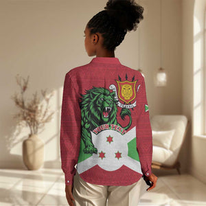 Personalized Jamhuri ya Burundi Women Casual Shirt Lion With Coat Of Arms - Flag Style