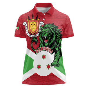 Personalized Jamhuri ya Burundi Women Polo Shirt Lion With Coat Of Arms - Flag Style