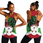 Personalized Jamhuri ya Burundi Women Racerback Tank Lion With Coat Of Arms - Flag Style