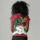 Personalized Jamhuri ya Burundi Women V-Neck T-Shirt Lion With Coat Of Arms - Flag Style