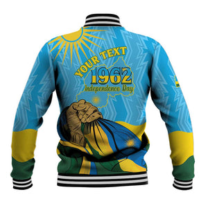 Personalized Happy Rwanda Independence Day Baseball Jacket Coat Of Arms With Map