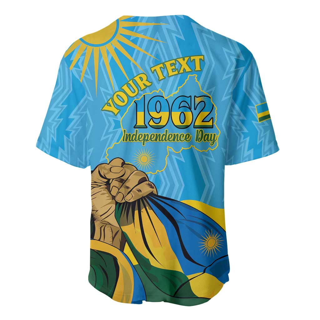 Personalized Happy Rwanda Independence Day Baseball Jersey Coat Of Arms With Map