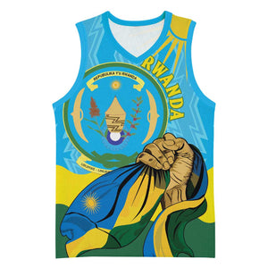 Personalized Happy Rwanda Independence Day Basketball Jersey Coat Of Arms With Map - African Pride
