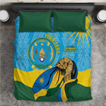 Personalized Happy Rwanda Independence Day Bedding Set Coat Of Arms With Map
