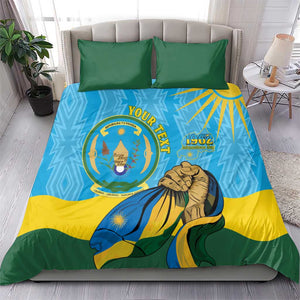 Personalized Happy Rwanda Independence Day Bedding Set Coat Of Arms With Map