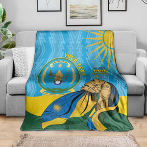 Personalized Happy Rwanda Independence Day Blanket Coat Of Arms With Map