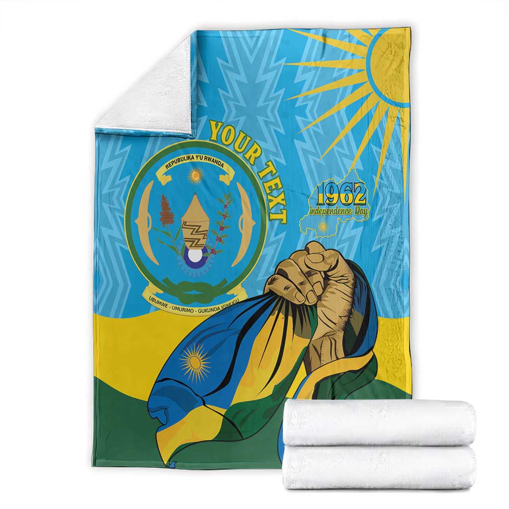 Personalized Happy Rwanda Independence Day Blanket Coat Of Arms With Map