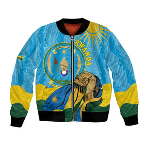 Personalized Happy Rwanda Independence Day Bomber Jacket Coat Of Arms With Map