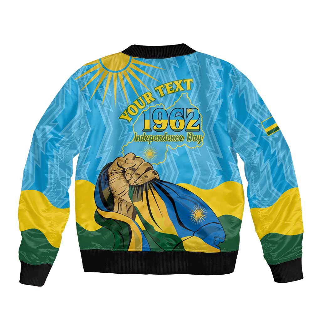 Personalized Happy Rwanda Independence Day Bomber Jacket Coat Of Arms With Map
