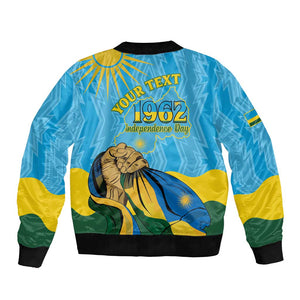 Personalized Happy Rwanda Independence Day Bomber Jacket Coat Of Arms With Map