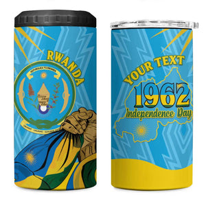 Personalized Happy Rwanda Independence Day 4 in 1 Can Cooler Tumbler Coat Of Arms With Map