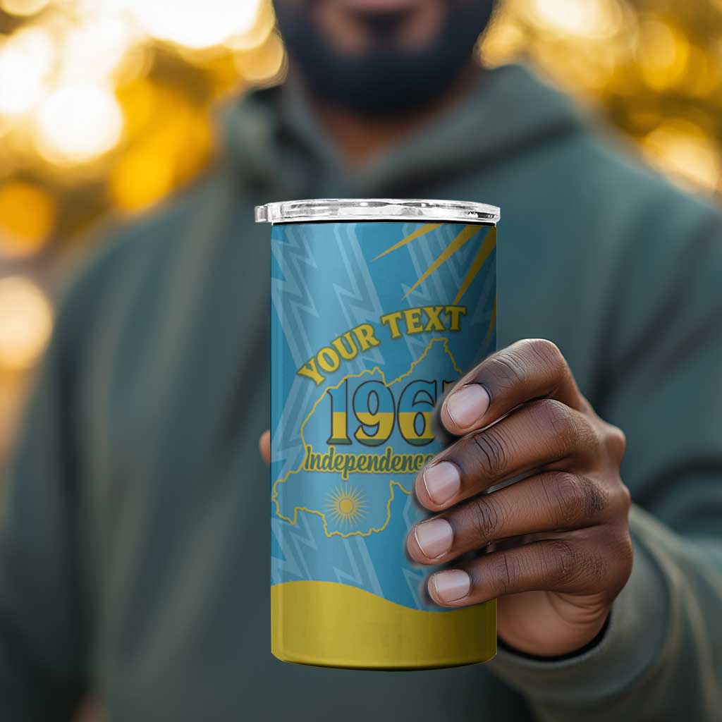 Personalized Happy Rwanda Independence Day 4 in 1 Can Cooler Tumbler Coat Of Arms With Map