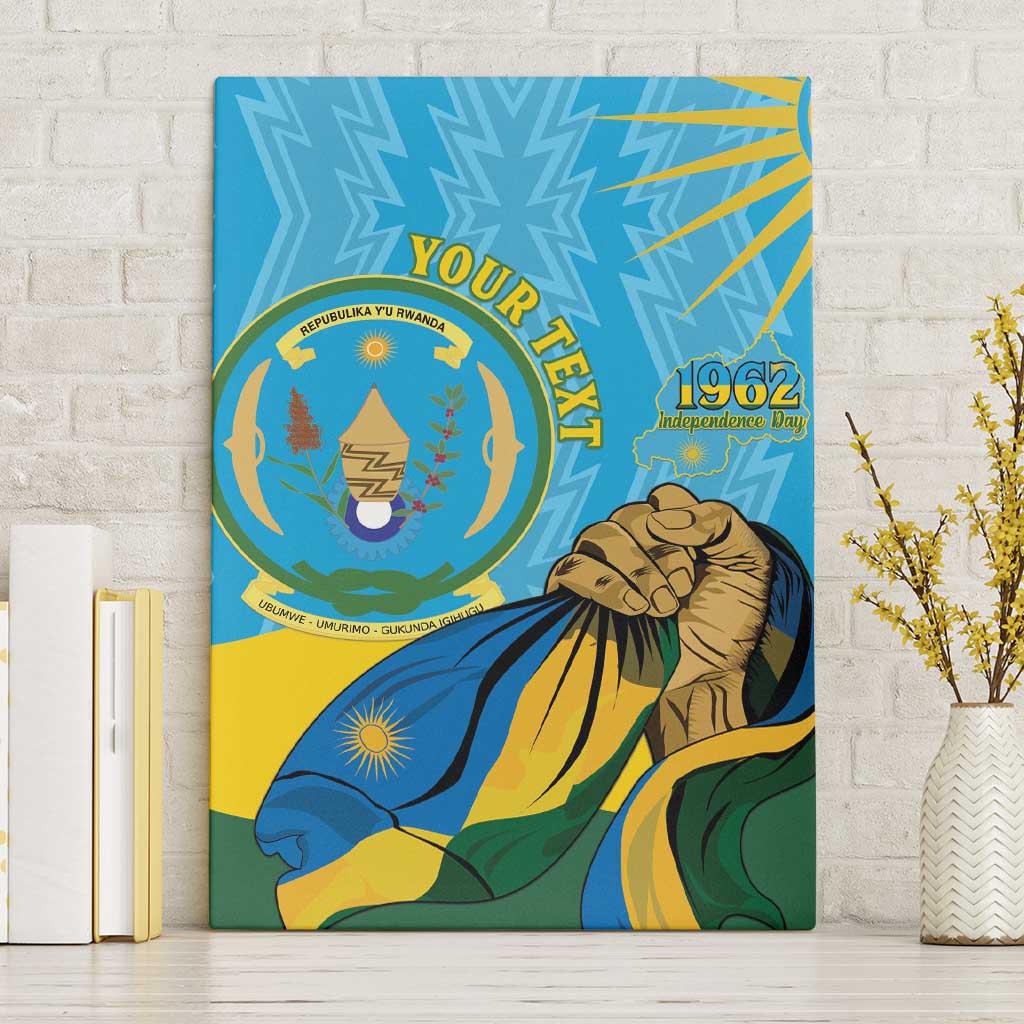 Personalized Happy Rwanda Independence Day Canvas Wall Art Coat Of Arms With Map