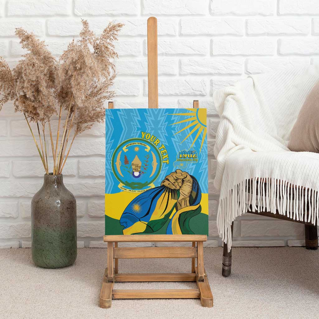 Personalized Happy Rwanda Independence Day Canvas Wall Art Coat Of Arms With Map