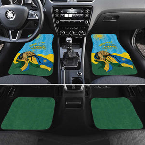 Personalized Happy Rwanda Independence Day Car Mats Coat Of Arms With Map